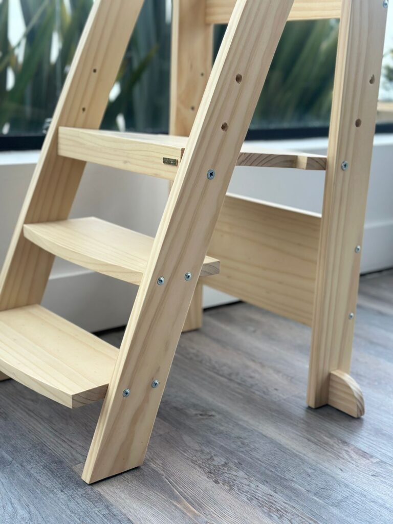 Mango Giratorio Torre De Aprendizaje Plegable Madera - 3 Niveles Ajustables, , 88x45x45 Cm Torre Ajustable Niños